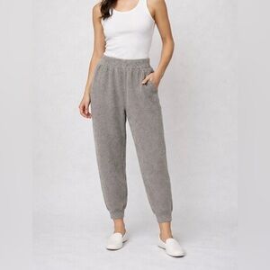 Misslook Large Textured Knit Jogger Pants Cozy Minimal Lounge Ankle Length